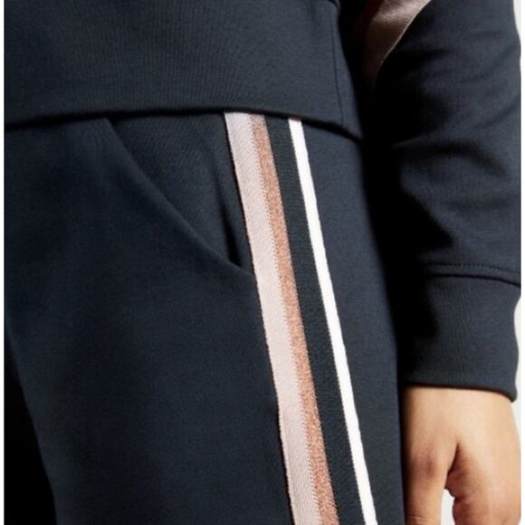 Ted Baker Navy Blue Striped Metallic Trim Aliceah Jogger sz 4=L - Picture 15 of 15
